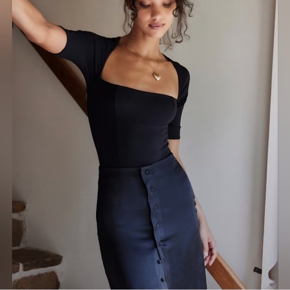 Free People Everly Open Back Bodysuit Black S - Picture 4 of 8